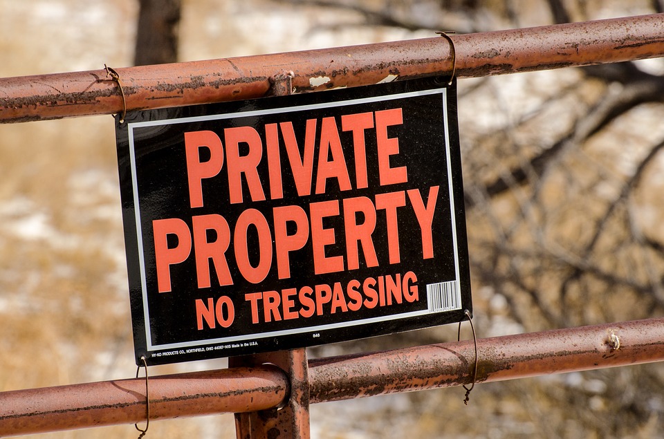 Private property signs help to deter trespassers from animal activism groups.