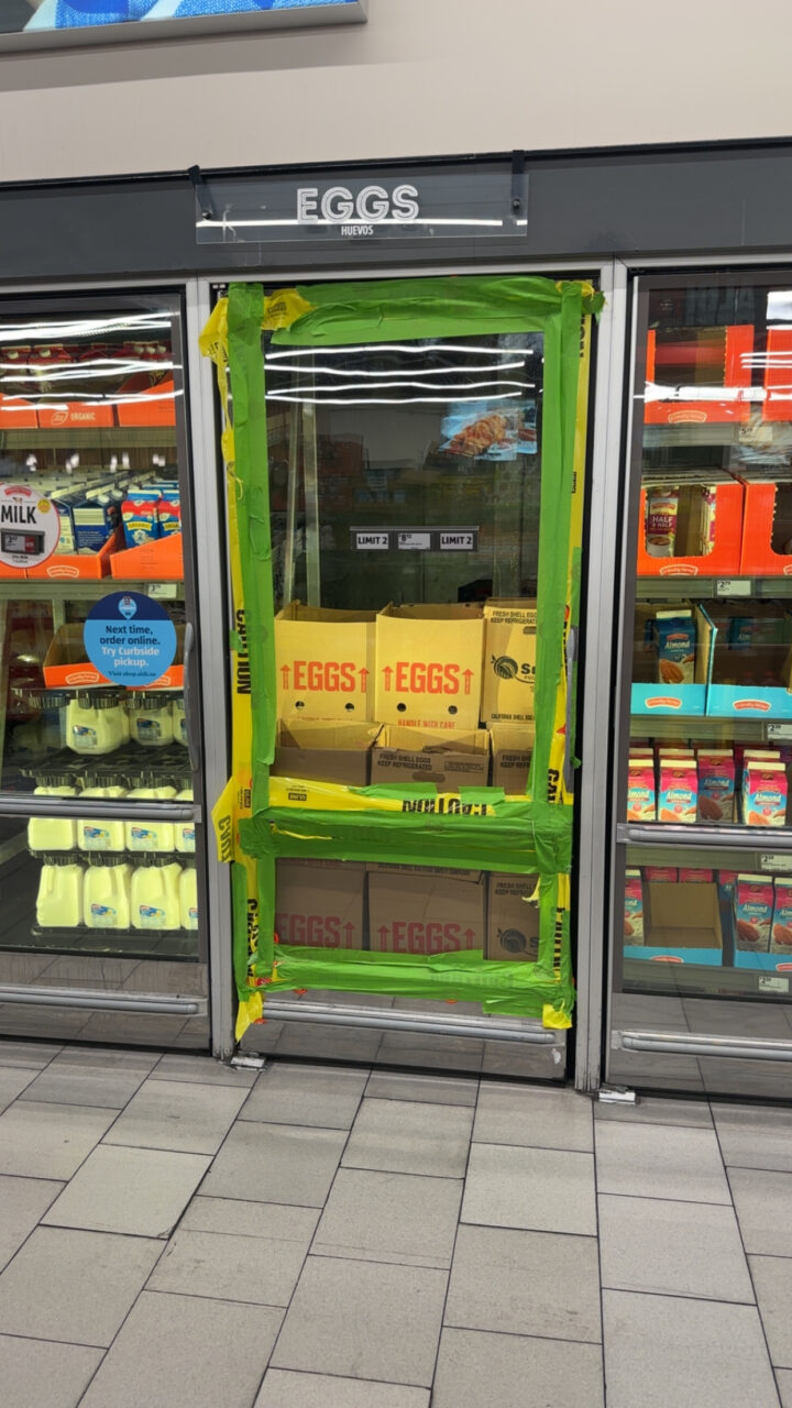 Shortages affecting egg prices in grocery stores.